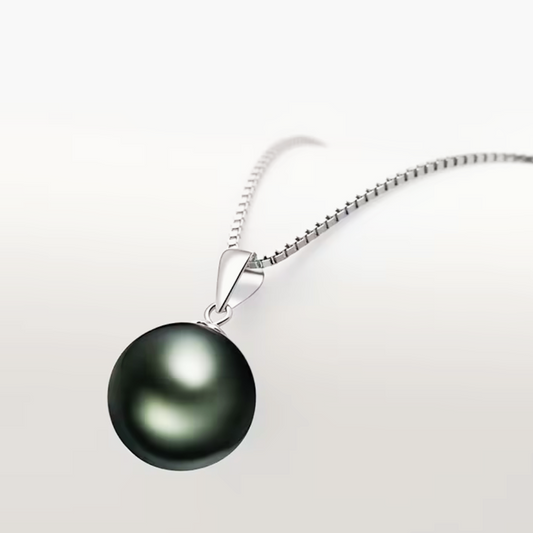 9-10mm Genuine Tahitian Black Pearl Necklace