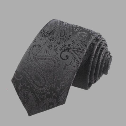 Elegant Black Paisley Tie - 100% Silk